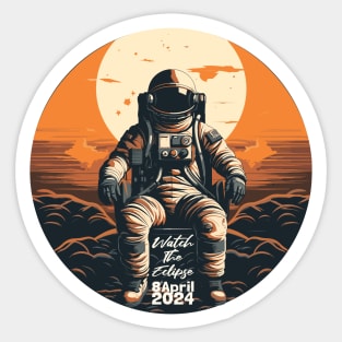 Funny Astronaut Solar Eclipse Watcher, Umbraphile Total Solar Eclipse 2024 Art Sticker